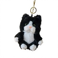 Pendentif de sac en peluche chat smoking réaliste, porte-clés animal en peluche doux, cadeau pour les amoureux des chats