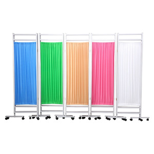 Folding Screen Partition For Hospital Clinic Medical Room Isolation With Wheels Blue Fabric Panels - Product Image 5