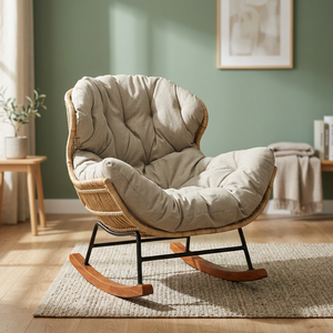 Sillón Mecedor Modular de Ratán Moderno Benely con Cojín para Sala de Estar, Villas, Hoteles y Entrada, Hecho en Indonesia - Product Image 4