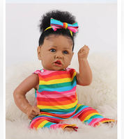 Poupée Reborn noire de 22 pouces en silicone souple, poupée bébé réaliste, teint réaliste, jouet pour enfants, cadeau d'anniversaire