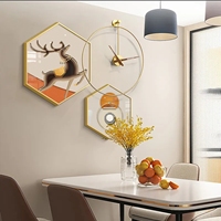 Peinture décorative de salle à manger combinaison hexagonale peinture suspendue cuisine table à manger peinture avec horloge murale de haute qualité