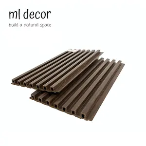 Slated Decorative 3d PVC Wood Wall Panels Cladding Interior Fluted Wooden Grain Wall Panel