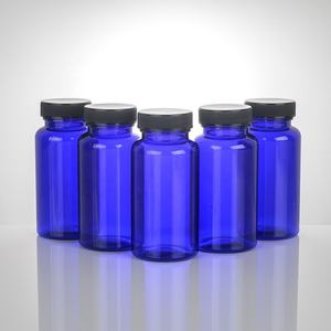 Cápsulas de <span class=keywords><strong>suplemento</strong></span> de píldora esmerilada azul transparente de boca ancha, botella de plástico de vitamina vacía con tapón de rosca, cápsulas, tabletas, botella de PET - Product Image 3