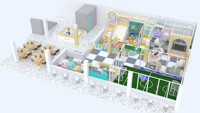 Solution de terrain de jeu intérieur sur le thème du sport pour enfants, personnalisable, pour parcs d'attractions, certifiée ASTM, 3-10 ans, taille adaptable