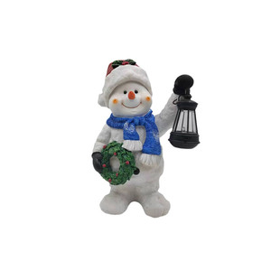 Figura de Resina de Muñeco de Nieve con Linterna y Corona, Decoración de Interiores, Acabado Mate - Product Image 5