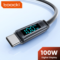 Câble Toocki Ultra Durable 100W PD Type-C vers Type-C avec Affichage Numérique en Temps Réel, Charge Rapide, en Silicone pour Téléphone, Ordinateur Portable, Batterie Externe