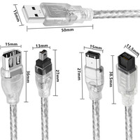 Câble adaptateur USB Firewire 1394 4P/6P/9P PVC blindé flexible durable pour ordinateur, appareils photo numériques et équipements médicaux
