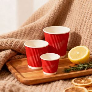 Gobelet en papier ondulé de 236 ml (8 oz) avec couvercle, qualité alimentaire, fournisseur fiable, livraison rapide - Product Image 1