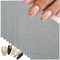 12 autocollants 3D pour ongles, motifs floraux or, argent, rose, herbe, simples et tendance, décalcomanies en relief, sliders de manucure