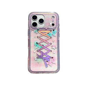 Custodia per telefono con fiocco glitterato <span class=keywords><strong>rosa</strong></span> per <span class=keywords><strong>iPhone</strong></span> 16 15 <span class=keywords><strong>Pro</strong></span> <span class=keywords><strong>Max</strong></span> 14 <span class=keywords><strong>13</strong></span> <span class=keywords><strong>Cover</strong></span> trasparente in lamina d'oro - Product Image 6