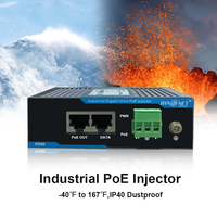 IEEE802.3at 30W PoE Inyector Gigabit Industrial Din Rail Montado Caja de metal 44V-57V Voltaje de entrada
