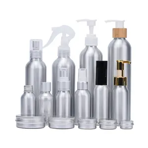 Individuelles Etikett Ätherisches Öl Aluminium-Sprühflasche 30 ml 50 ml 60 ml 120 ml 200 ml Aluminium-Flasche mit Pump-Lotionskappe