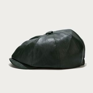 Wholesale New Hot Sale Color Men 8 Panels Newsboy Cap Lady Women Beret PU Leather Cap <b>Hat</b> - Product Image 5