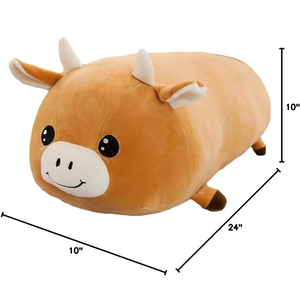 Peluche vache ODM OEM, <span class=keywords><strong>jouet</strong></span> en peluche, oreiller mignon avec expression brodée, cadeaux pour enfants, anniversaire, oreiller câlin en peluche vache - Product Image 2