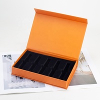 Boîte d'emballage de parfum miniature de luxe avec matériaux recyclés, fermeture magnétique, boîtes rigides, taille personnalisée 10 ml, boîte cadeau en papier orange