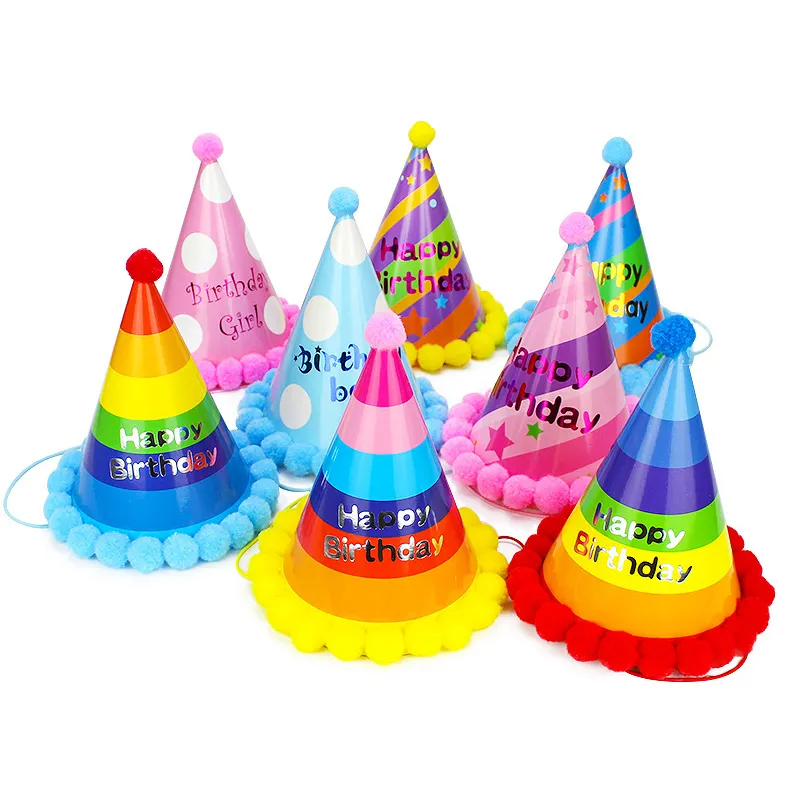 XIONGXI Topi Pesta Ulang Tahun Anak-anak, Topi Pesta Kertas Selamat Ulang Tahun Perlengkapan Pesta