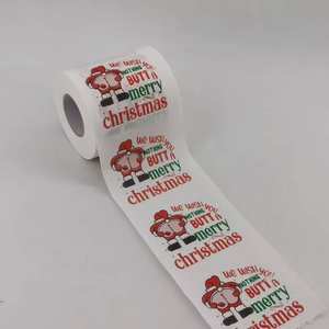 Papier toilette drôle de Noël avec impressions de père noël/bonhomme de neige, pâte de bois vierge 2 plis, colorants naturels, personnalisable pour les cadeaux bâillon de vacances - Product Image 4