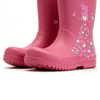 Bottes de pluie imperméables antidérapantes pour enfants, mi-mollet, avec tige en caoutchouc et doublure en coton