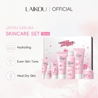 Coffret Cadeau Soin de la Peau 7 Pièces Japon Sakura – Éclaircissant, Hydratant, Essence, Niacinamide, Crème Visage et Yeux, Tonique, Nettoyant, Herbal OEM/ODM