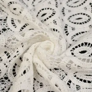 French Bridal White 100% Cotton Swiss Voile Cord Guipure Chemical Lace Trim Fabric For 2021 Cloth Materials