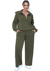 Traje deportivo informal de otoño e invierno con cremallera, sudadera de manga larga, pantalones de pierna ancha, traje de dos piezas, <span class=keywords><strong>ropa</strong></span> de mujer personalizada en línea - Product Image 3