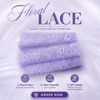 Tissu en dentelle jacquard extensible et écologique, 18 cm, avec bordure florale brodée en élasthanne pour lingerie de filles et textiles de maison