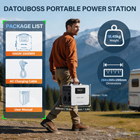 Station d'alimentation portable haute capacité DATOUBOSS 1000W 2000Wh avec entrée solaire, batterie LiFePO4 pour la maison (urgence) / les voyages