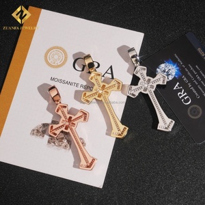 New Design Fire Jewelry Bulk Stock Drop Shipping Hip Hop Iced Out VVS1 Baguette Moissanite 925 Sterling <b>Silver</b> Cross <b>Pendant</b> <b>Man</b> - Product Image 3