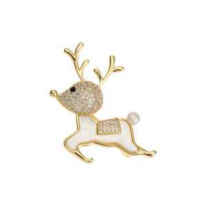 Muyu Elk Brooch Rhinestone Inlay Christmas Women's Fashion Lapel Pin Animal Shape Zinc Alloy Accessory - Product Image 5