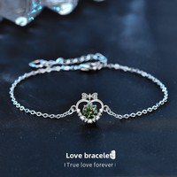 Bracelet Cœur en Moissanite pour Femme, Tenue d'Été, Design Haut de Gamme, Luxe Léger, Plaqué Or Rhodié, Bijoux de Niche pour Diffusion en Direct