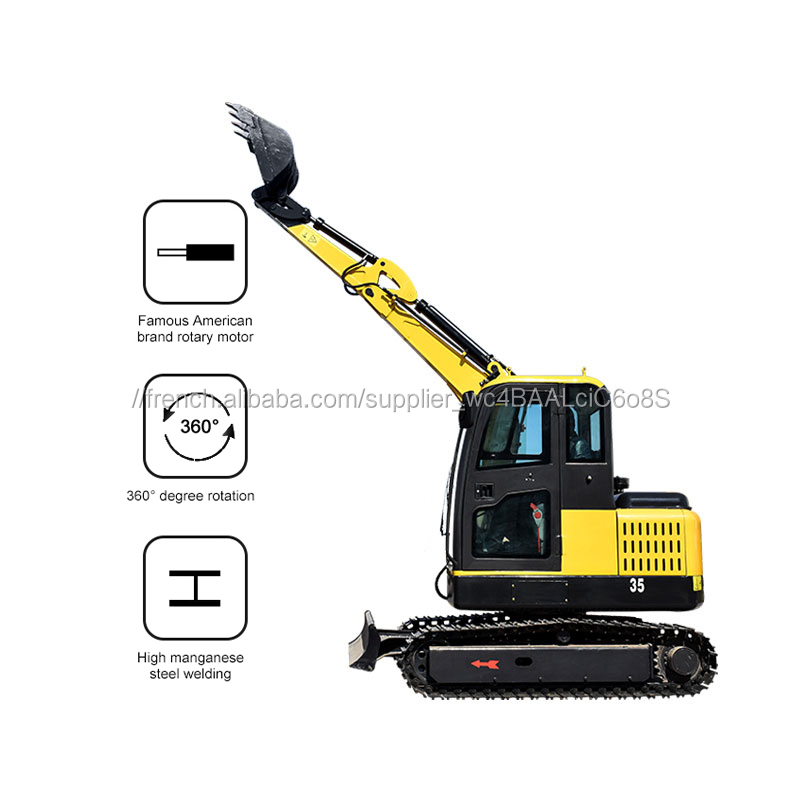 0.26 cube seaux chenille 3.5T 3.0T 3T 3.5 ton mini pelle 3600kg