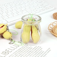 Porte-clés anti-stress léger en PVC, jouet sensoriel pour clavier, clicker de clavier, forme cacahuète edamame, motif dessin animé, étanche