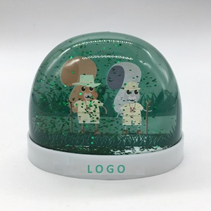 Cadre <span class=keywords><strong>Photo</strong></span> liquide motif personnalisé à l'intérieur Globe personnalisé mignon dessin animé Animal vert forêt boule d'eau en plastique Base elliptique - Product Image 3