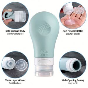 Kit de voyage approuvé avec tubes souples en silicone réutilisables pour cosmétiques et shampoing, 38, 60, 90 ml, avec logo personnalisé - Product Image 2
