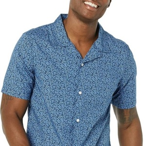 Chemise d'été pour homme, coupe ajustée, 100% coton tricoté, manches courtes, boutonnée, respirante, col montant, logo personnalisé, ODM - Product Image 3
