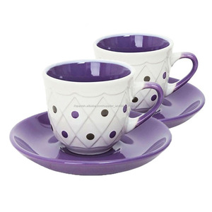Punto de la onda a granel de café de cerámica taza de té y platillo dulce de cerámica café tazas - Product Image 5