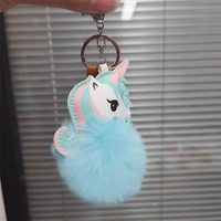 Porte-clés mignon, porte-clés pompon moelleux, porte-clés en peluche douce en cuir PU pour sac à dos d'enfants, sac à main