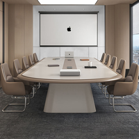 Ensemble de table et chaises de conférence modernes, table de salle de réunion de luxe ovale pour 12 personnes, mobilier de salle de conseil