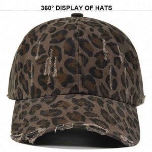 Casquettes de baseball vintage usées pour sports de plein air, 100 % coton, motif léopard, pour hommes, vente en gros - Product Image 3