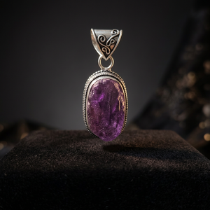 Pendentif Améthyste en grappe Druzy avec monture en argent, pierre naturelle, cristal brut, améthyste, fait main pour femme, pierre précieuse, fiançailles H.A. - Product Image 3