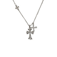 Collier Pendentif Double Croix en Zircon Minimaliste et Simple, Personnalisé, Luxe Léger, Polyvalent, Haut de Gamme, pour Clavicule