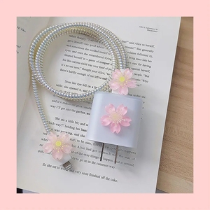 Pink Flower Case für <span class=keywords><strong>Apple</strong></span> 18W/20W Ladegerät Kopfschutz American Adapter <span class=keywords><strong>Cable</strong></span> Sorter Bite Package Kabel wicklung Soft Sleeve - Product Image 5