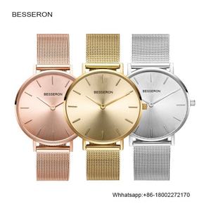 Montre de marque personnalisée tendance, OEM, montre minimaliste pour femmes, acier inoxydable 316L, quartz, bracelet en cuir, verre résistant à l'eau 3BAR - Product Image 2