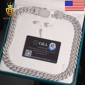 Promo <span class=keywords><strong>Fashion</strong></span> Rantai Cuban 15mm Perak 925 Berlapis Moissanite Perhiasan Mewah VVS Moissanite Gaya HipHop Lolos Tes Berlian dengan GRA - Product Image 2