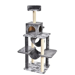 Manufacturer Wholesale <b>Wood</b> <b>Cat</b> <b>Tree</b> Grey Beige Brown Tower Condo - Product Image 1