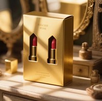 Boîte d'emballage dorée personnalisée pour rouge à lèvres à double insert, différentes tailles, carton blanc pour cosmétiques - Y compris le mascara