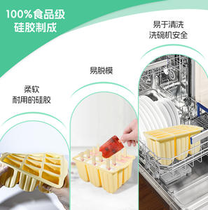 Moule à crème glacée en silicone de qualité alimentaire réutilisable avec bâton en bois, adapté à la fabrication de cornets de crème glacée. - Product Image 3