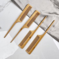 Brosse à cheveux en bambou de haute qualité en gros personnaliser l'hôtel en utilisant des outils de beauté de style antistatique fait à la main longue queue de rat peigne