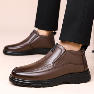 Botas de Invierno para Hombre de Cuero Genuino, con Punta Redonda, Forro de Felpa, Suela de Goma Antideslizante, Cálidas para la Nieve - Product Image 2