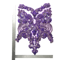 W017 Corsage de mariée en strass Applique Broderie Tissu perlé Saris Fête Wear Broderie de mariage